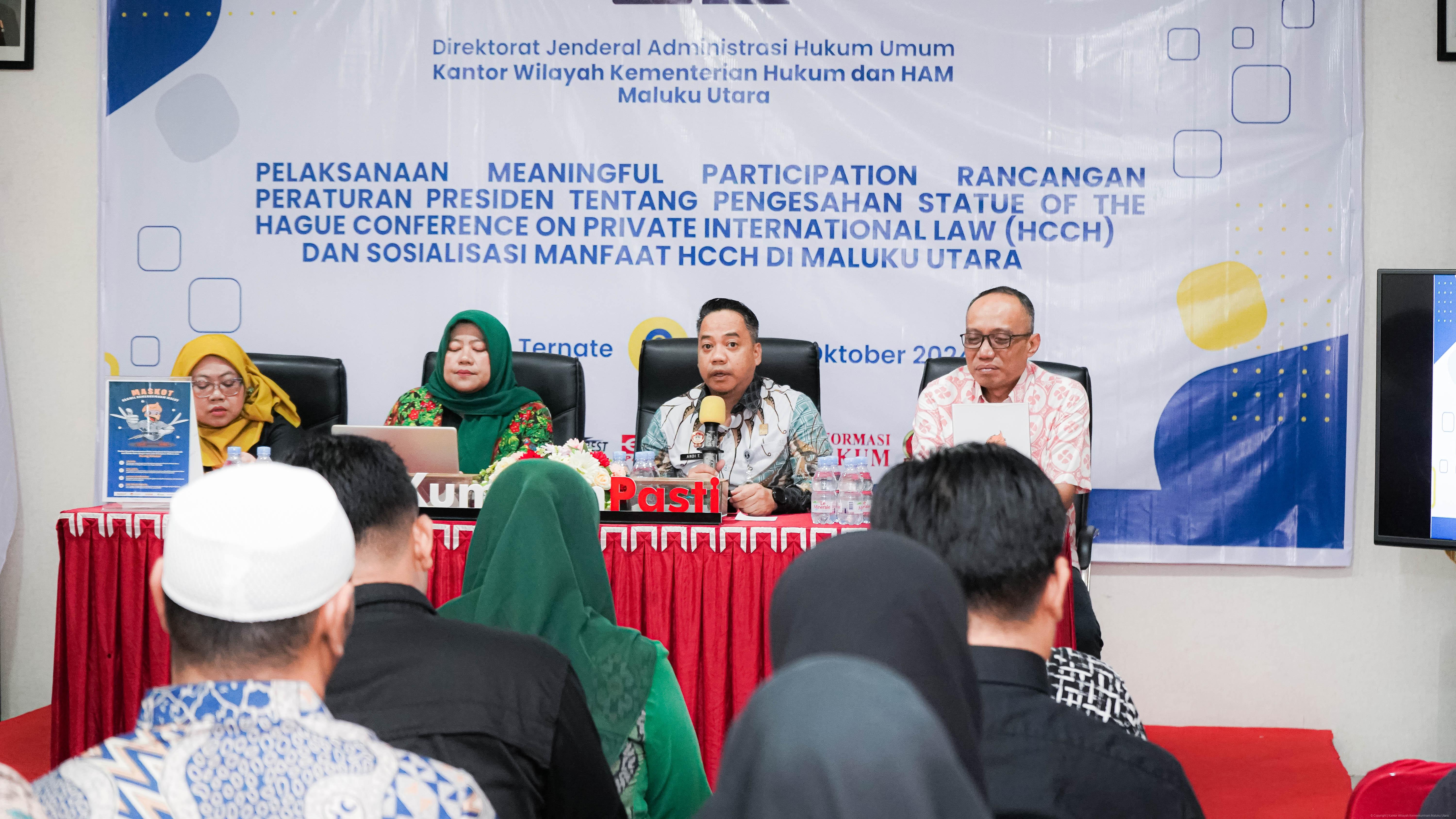 Kemenkumham Malut Gelar Meaningful Participation Rancangan Perpres Pengesahan Statute HCCH dan Sosialisasi Manfaat di Maluku Utara