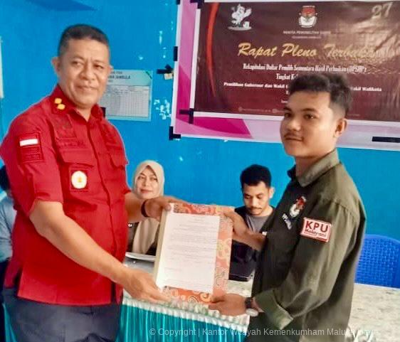 Kolaborasi Antar Lembaga, Kepala Rutan Ternate Kemenkumham Malut Hadiri Rapat Pleno Terbuka KPU